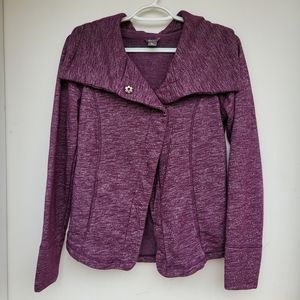 Eddie Bauer S Plum Cowl Neck Button Up Sweater/Poncho/Jacket
